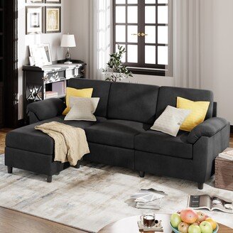 Futzca Sectional Sofa Couch, 3 Seat L Shaped Sofa with Removable Pillows-AA
