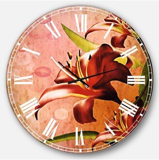 Designart Flowers Oversized Round Metal Wall Clock - 36 x 36