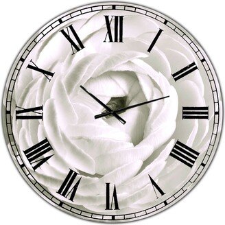 Designart White Rannunculus Close Up Large Cottage Wall Clock - 36 x 36