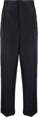 Blue Cropped Virgin Wool Trousers