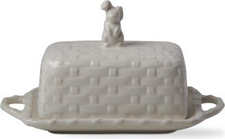 tagltd Bunny Basket Weave Butter Dish With Sculpted Bunny Design For Easter Spring