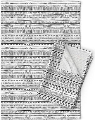 Mudcloth Tea Towels | Set Of 2 - Cross Fire Bw By Sarekaunique Black & White Hand Drawn Arrows Linen Cotton Spoonflower