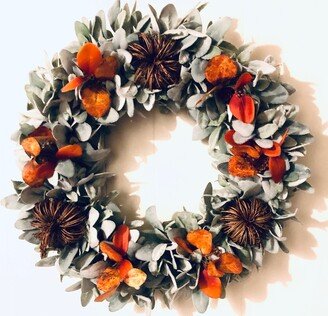 Back in Stock-Lambs Ear Fall Wreath, Pumpkin & Eucalyptus Farmhouse Front Door Wreath