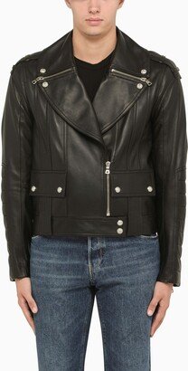 Black lambskin leather jacket