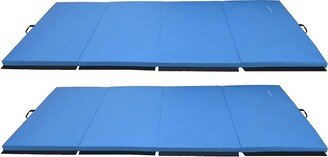 GoGym 120x48in Extra Thick Anti Tear High Density All Purpose Aerobic Gymnastics Mat with Velcro Carrying Handles, Blue (2 Pack)