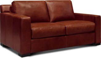 Hello Sofa Home Santiago 100% Top Grain Leather Mid-century Loveseat, Russet Red-Brown