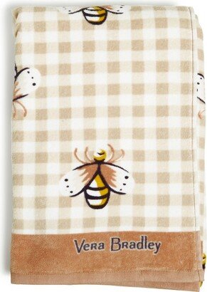 Women's Cotton Looped Terry Beach Towel Bees Beige