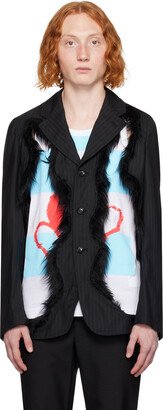 Black Cutout Faux-Fur Blazer