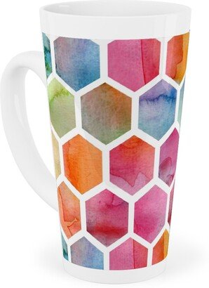 Mugs: Watercolour Hexagons - Multi Tall Latte Mug, 17Oz, Multicolor