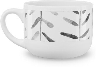 Mugs: Noir Watercolor Abstract Geometrical Pattern For Modern Home Decor Bedding Nursery Painted Brush Strokes Herringbone Latte Mug, White, 25Oz,