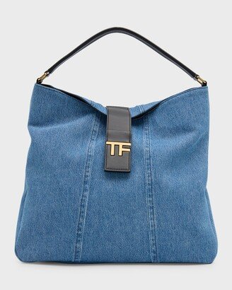 TF Medium Denim Hobo Bag