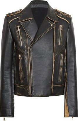 Deconstructed leather biker jacket