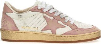 Ball Star Distressed Lace-Up Sneakers