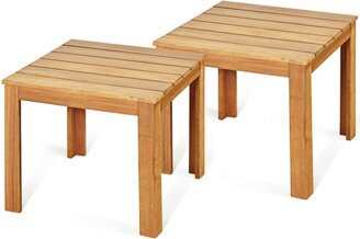 2PCS Wooden Square Side End Table Patio Coffee Bistro Table - See Details