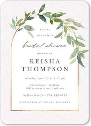 Bridal Shower Invitations: Wreathed Archway Bridal Shower Invitation, Beige, 5X7, Matte, Signature Smooth Cardstock, Rounded