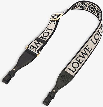Navy/black Anagram Loop Cotton and Leather bag Strap