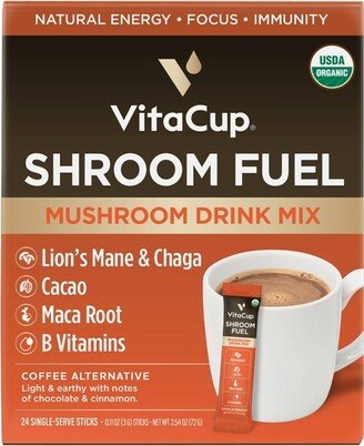 VitaCup Shroom Fuel Mushroom Based Light Roast Coffee Alternative Packets w/Cacao - 24ct