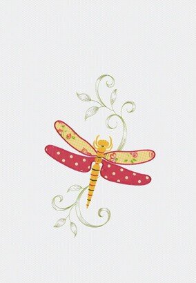 Pink Dragonfly Waffle Weave Kitchen Towel