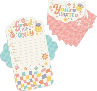 Big Dot of Happiness Groovy Grad - Fill-In Cards - Hippie Graduation Party Fold and Send Invitations - Set of 8