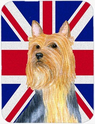 LH9468LCB Silky Terrier With English Union Jack British Flag Glass Cutting Board