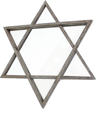 Transitional Wooden Wall Mirror with Hexagram Shape Design - 26 H x 2 W x 30 L Inches