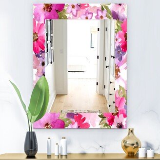 Designart 'Pink Blossom 44' Traditional Mirror - Vanity Printed Mirror