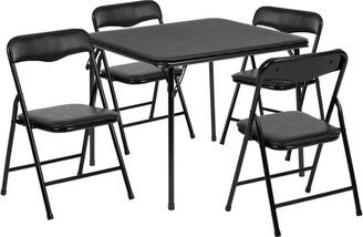 Kids Black 5 Piece Folding Table and Chair Set