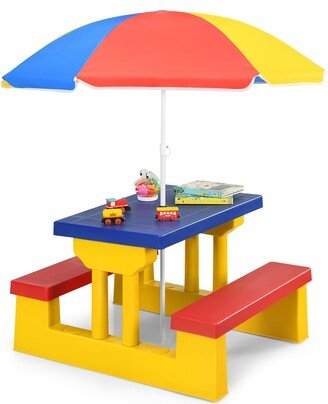 Kids Picnic Table Set W/Removable Umbrella Indoor Outdoor - See details