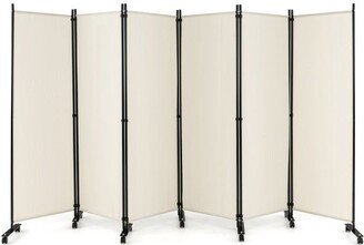 6 Panel 6Ft Tall Rolling Room Divider on Wheels - 132