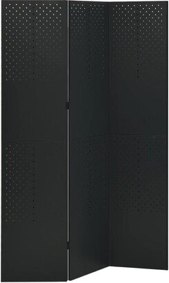 3-Panel Room Divider Black 47.2