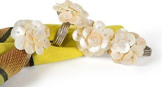 Mother of Pearl Elegant Flower Metal Napkin Rings, Set of 4