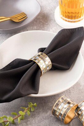 Gauri Kohli Jardin Napkin Rings - Black Pearl; Set Of 6