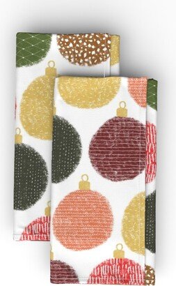 Cloth Napkins: Christmas Time Baubles Cloth Napkin, Longleaf Sateen Grand, Multicolor