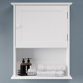 Wall-Mounted Storage Cabinet – Kitchen, Pantry, Laundry Room or Bathroom Organizer with Open Shelf – Bathroom Storage Furniture by White)