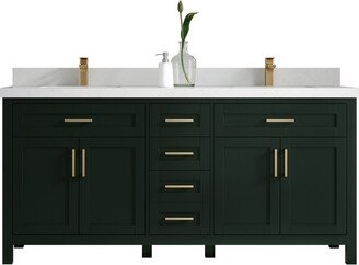 Cambridge 72 In. W X 22 D Double Sink Bathroom Vanity in Dark Forest Green With Quartz Or Marble Countertop | Modern Vanity Premium Q