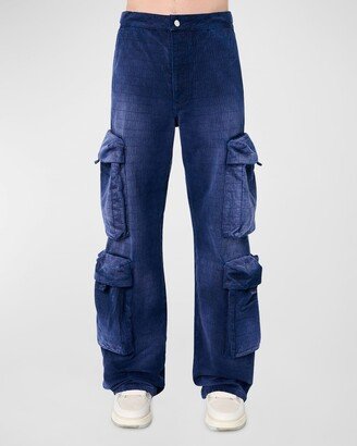 Men's Straight-Leg Denim-Jacquard Utility Pants