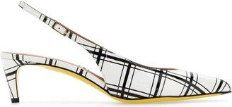 Check Patterned Pointed Toe Pumps