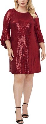 Plus Size Metallic Flounce-Sleeve Dress