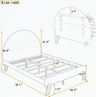 Wooden Platform Bed, Full Size Bed With Shelf Behind Headboard