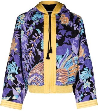 Jacquard Hooded Bomber Jacket