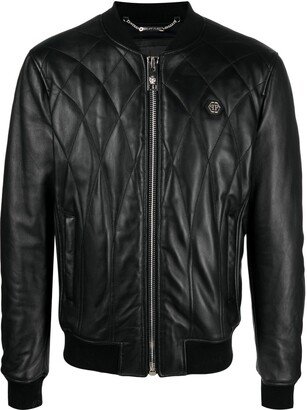 Quilted Leather Bomber Jacket