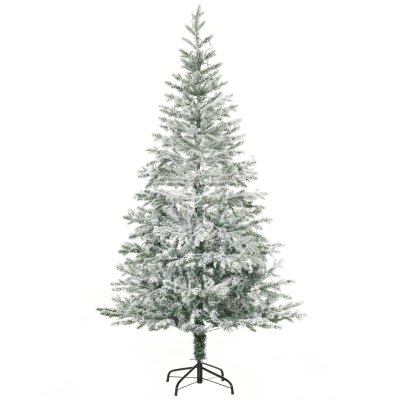 6ft Pre-Lit Snow-Flocked Noble Fir Artificial Christmas Tree with Realistic Branches, 135 LED Lights and 239 Tips