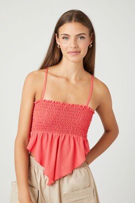 Women's Smocked Handkerchief Cropped Cami in Cayenne Small