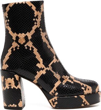 Snake-Print Platform Boots