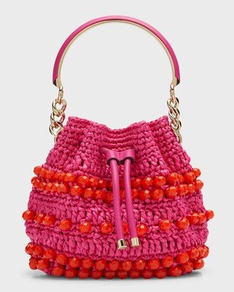 Bon Bon Beaded Raffia Bucket Bag