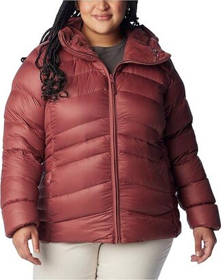 Plus Size Autumn Park Down Hooded Jacket (Beetroot) Women's Clothing