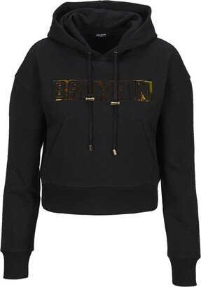 Logo Embossed Drawstring Hoodie