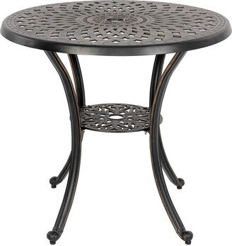 Nuu Garden Outdoor 31'' Round Cast Aluminum Bistro Table with 2.28'' Umbrella Hole