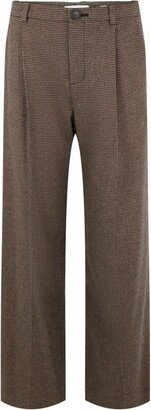 Houndstooth-Pattern Box-Pleat Trousers