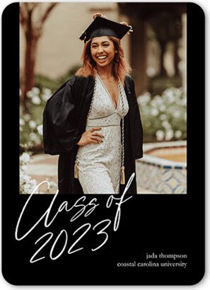 Graduation Announcements: Momentous Script Graduation Announcement, Black, 5X7, Standard Smooth Cardstock, Rounded